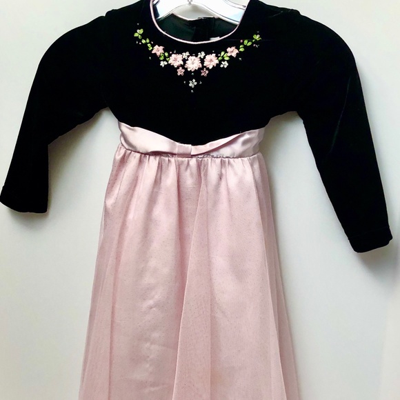 Jona Michelle Girls Dress PinkTulle Black Velvet 4 - Picture 1 of 2